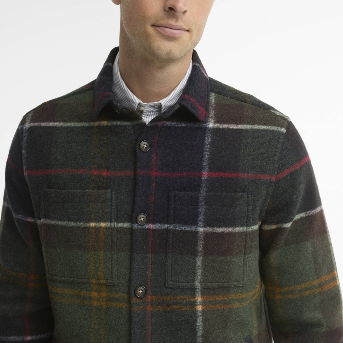 Barbour Woodlane Brushed Check Überhemd Dunkelgrün