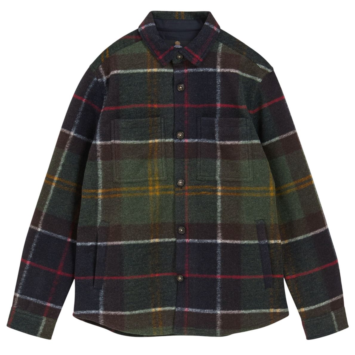 Barbour Woodlane Brushed Check Überhemd Dunkelgrün