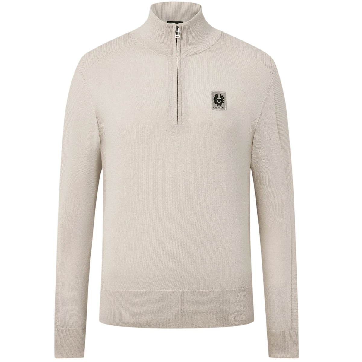 Belstaff Colden Merino Viertelreißverschluss-Pullover Beige