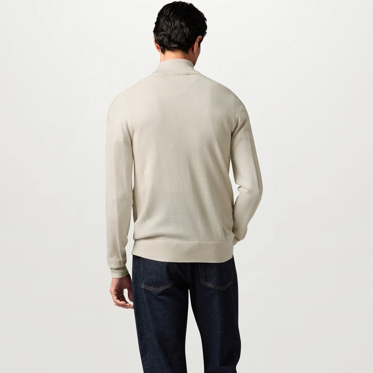 Belstaff Colden Merino Viertelreißverschluss-Pullover Beige