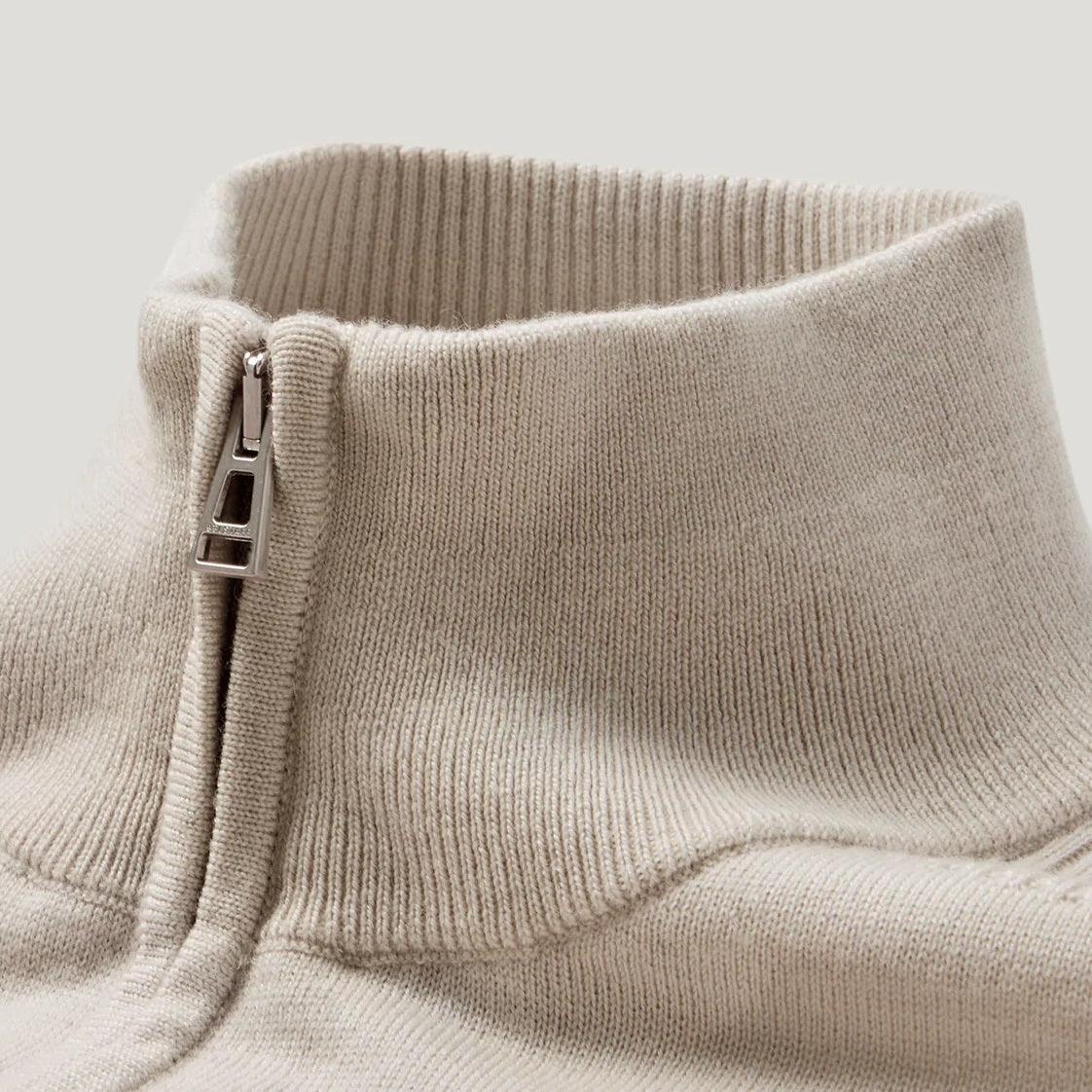 Belstaff Colden Merino Viertelreißverschluss-Pullover Beige