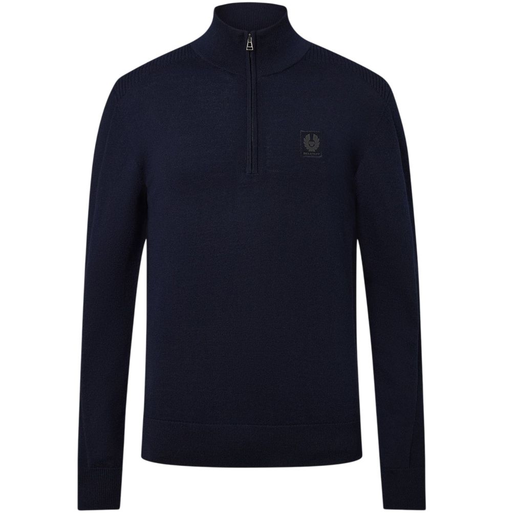 Belstaff Colden Merino Quarter Zip Pullover Marine