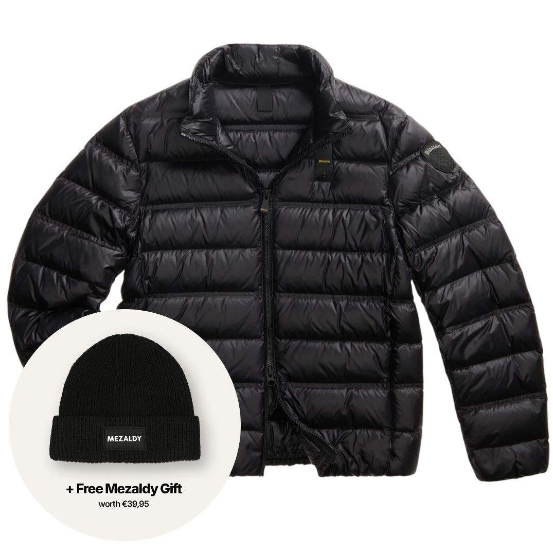 Blauer Belmont Puffer Schwarz