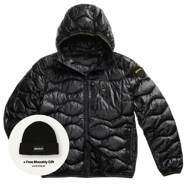 Blauer Wave Puffer Schwarz