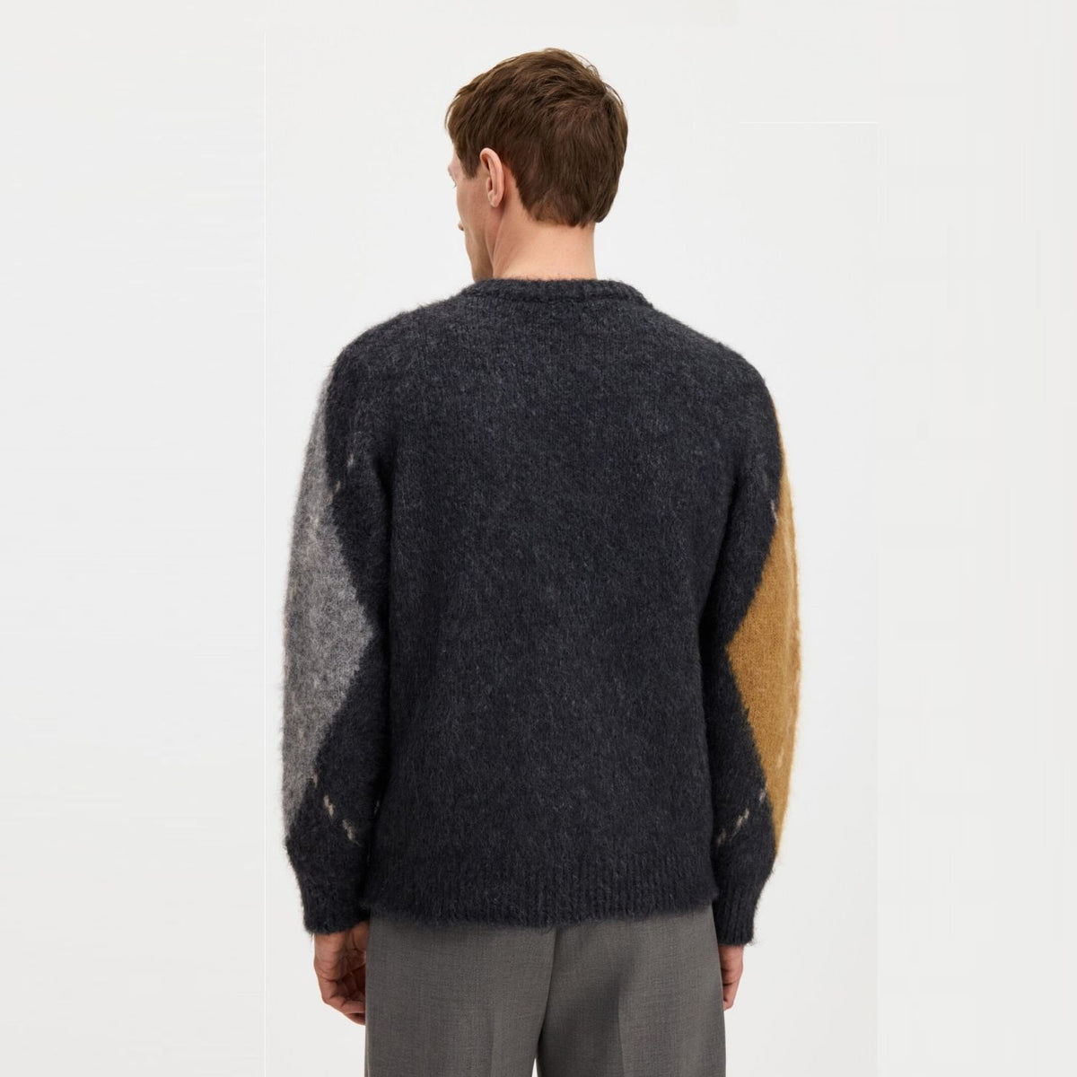 Filippa K Alpaka-Karo-Pullover Grau