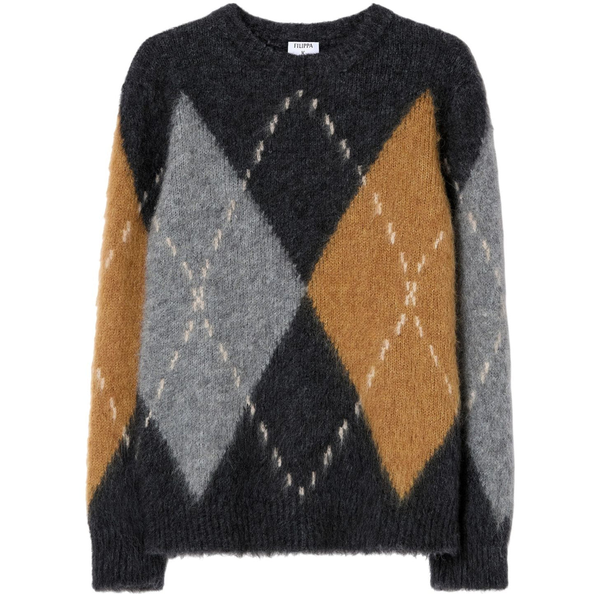Filippa K Alpaka-Karo-Pullover Grau
