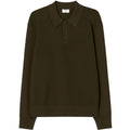 Filippa K Textured Knit Langarm-Poloshirt Dunkelgrün