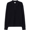Filippa K Strick-Langarm-Poloshirt mit Struktur Schwarz