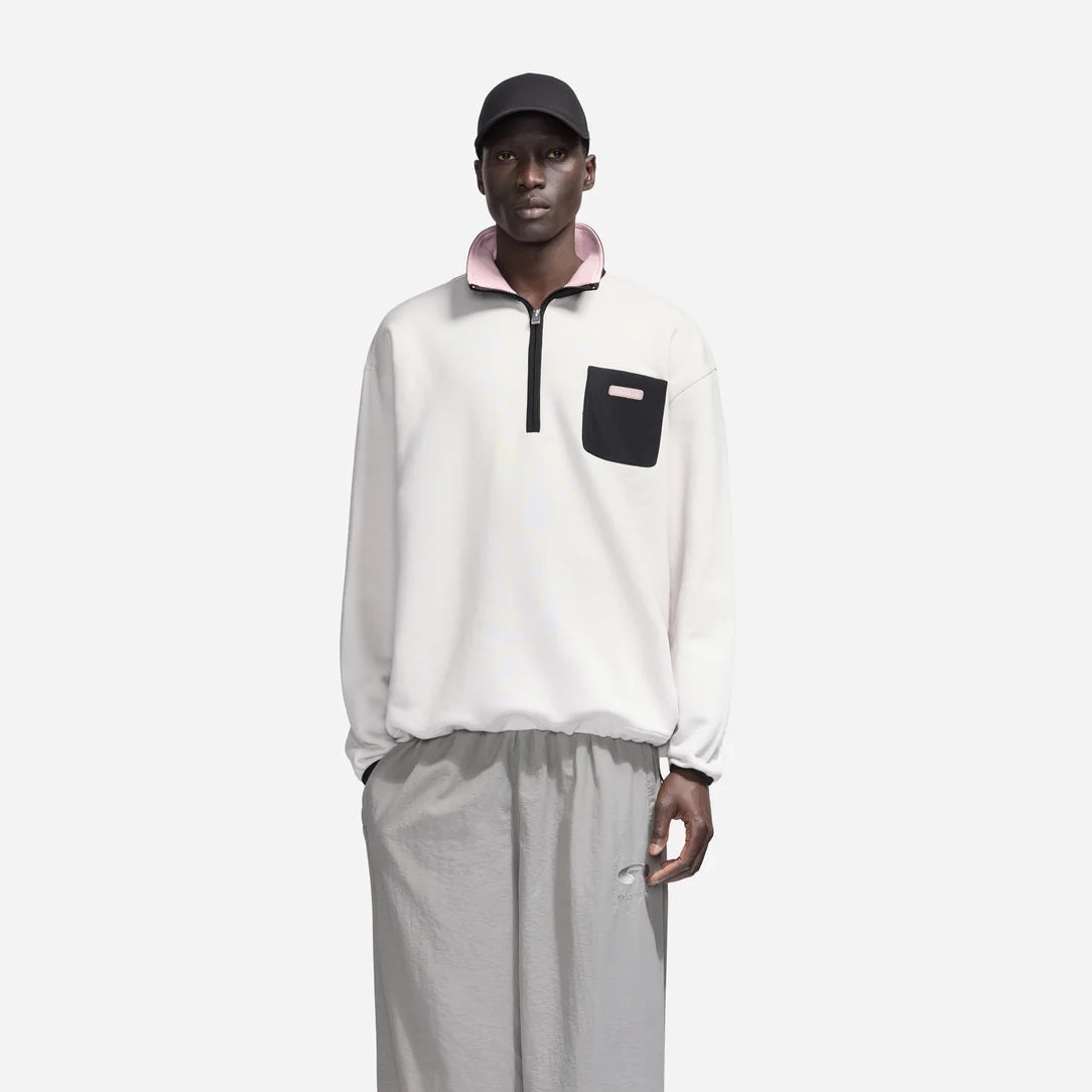 Flâneur Badge Classic Half-Zip Pullover Grau