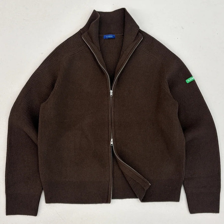 Flâneur Badge Knit Cardigan Braun