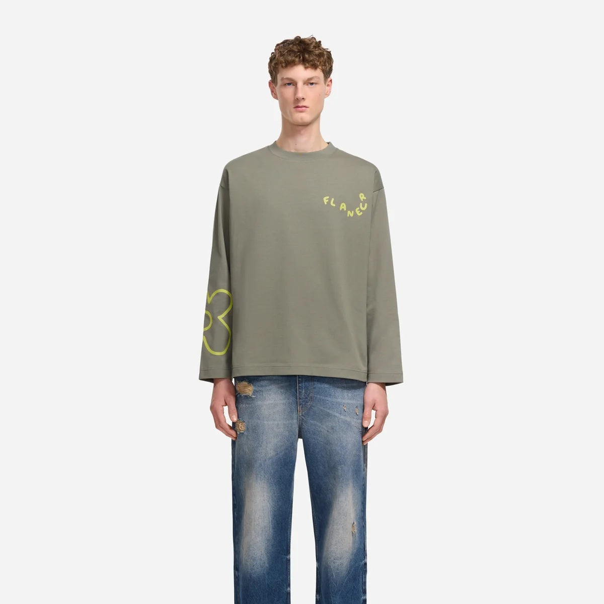 Flâneur Blossom Langarm-T-shirt Dunkelgrün