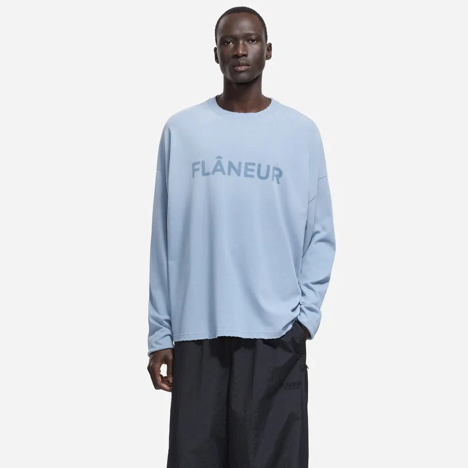 Flâneur Blurred Logo Longsleeve T-shirt Hellblau