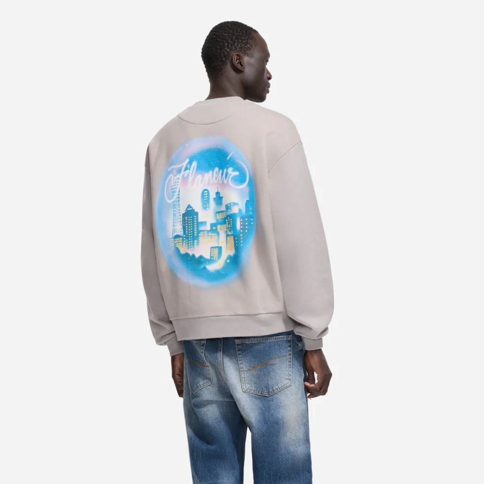 Flâneur City Airbrush Pullover Grau