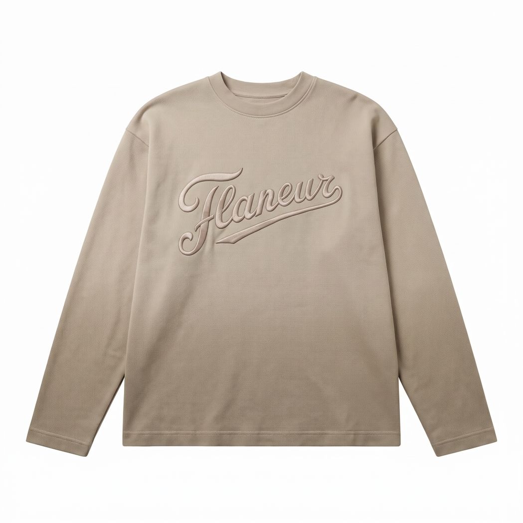 Flâneur besticktes Logo-Langarm-T-shirt Dunkelgrün