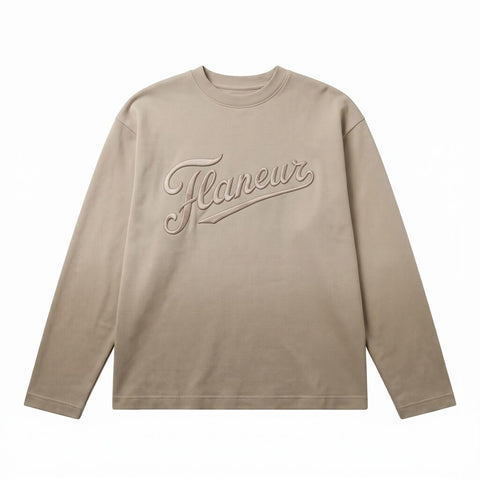 Flâneur besticktes Logo-Langarm-T-shirt Dunkelgrün