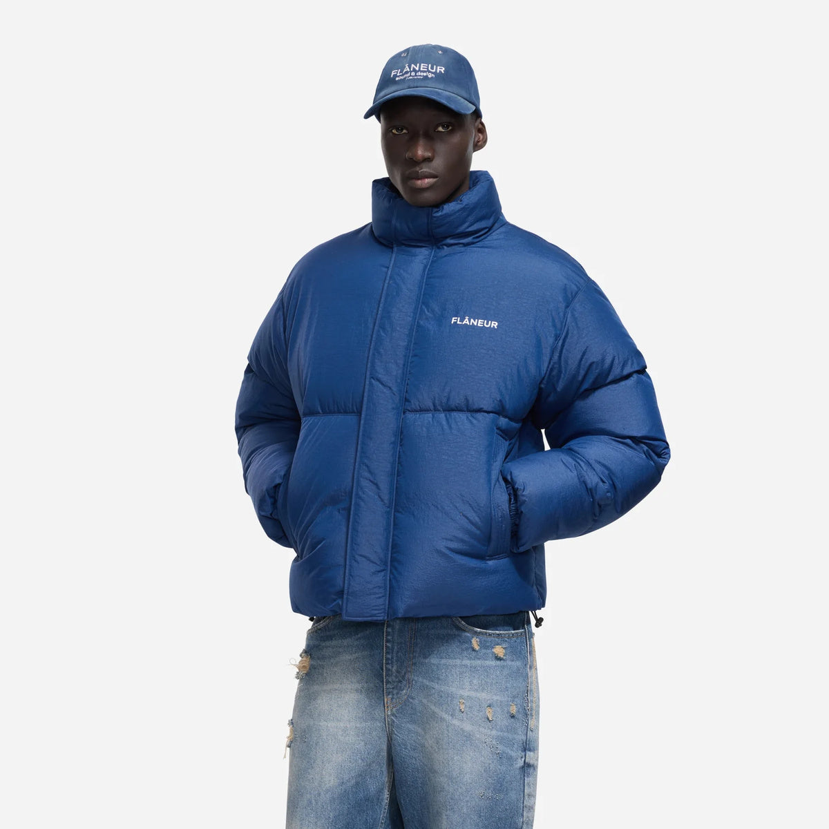 Flâneur Logo Puffer Blau