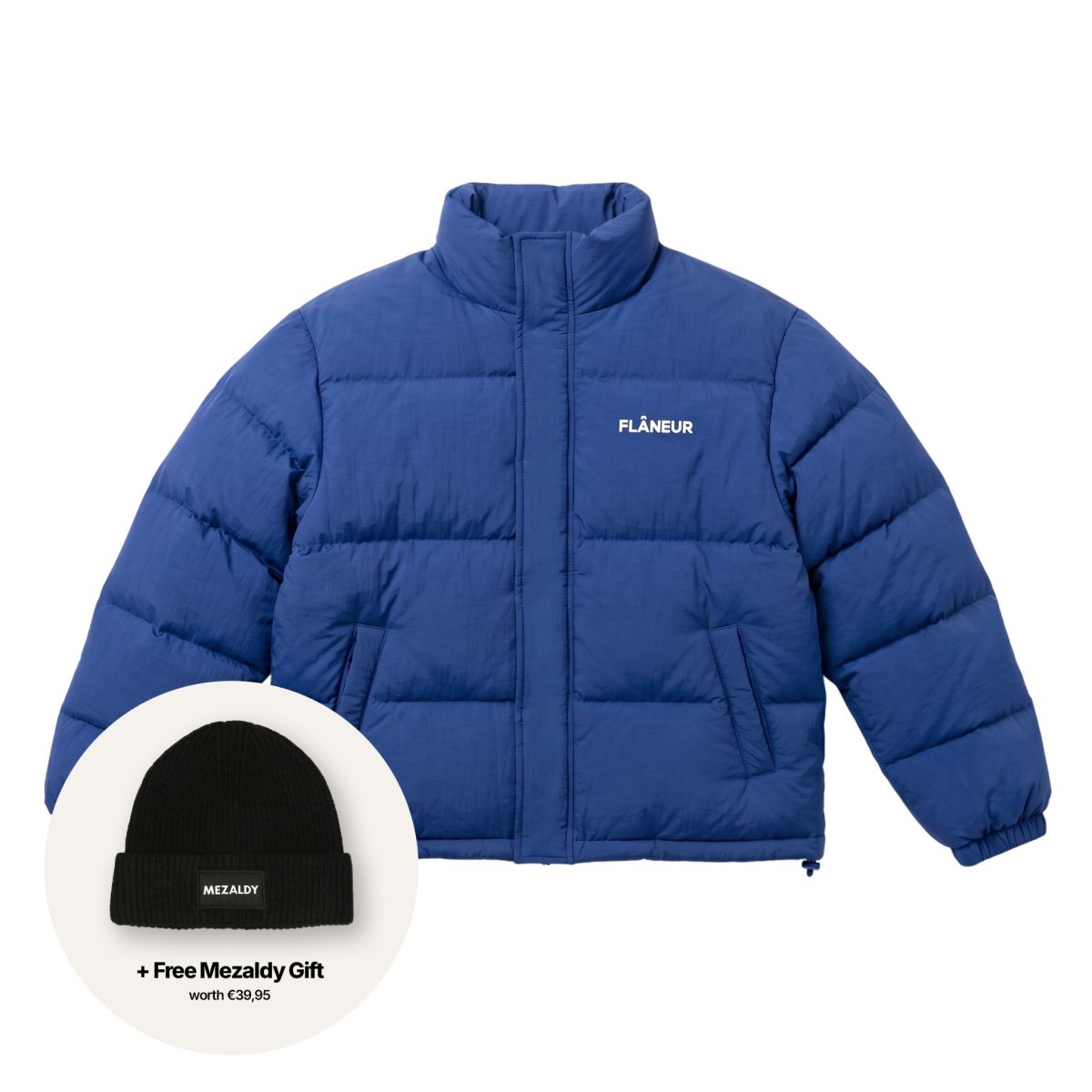 Flâneur Logo Puffer Blau