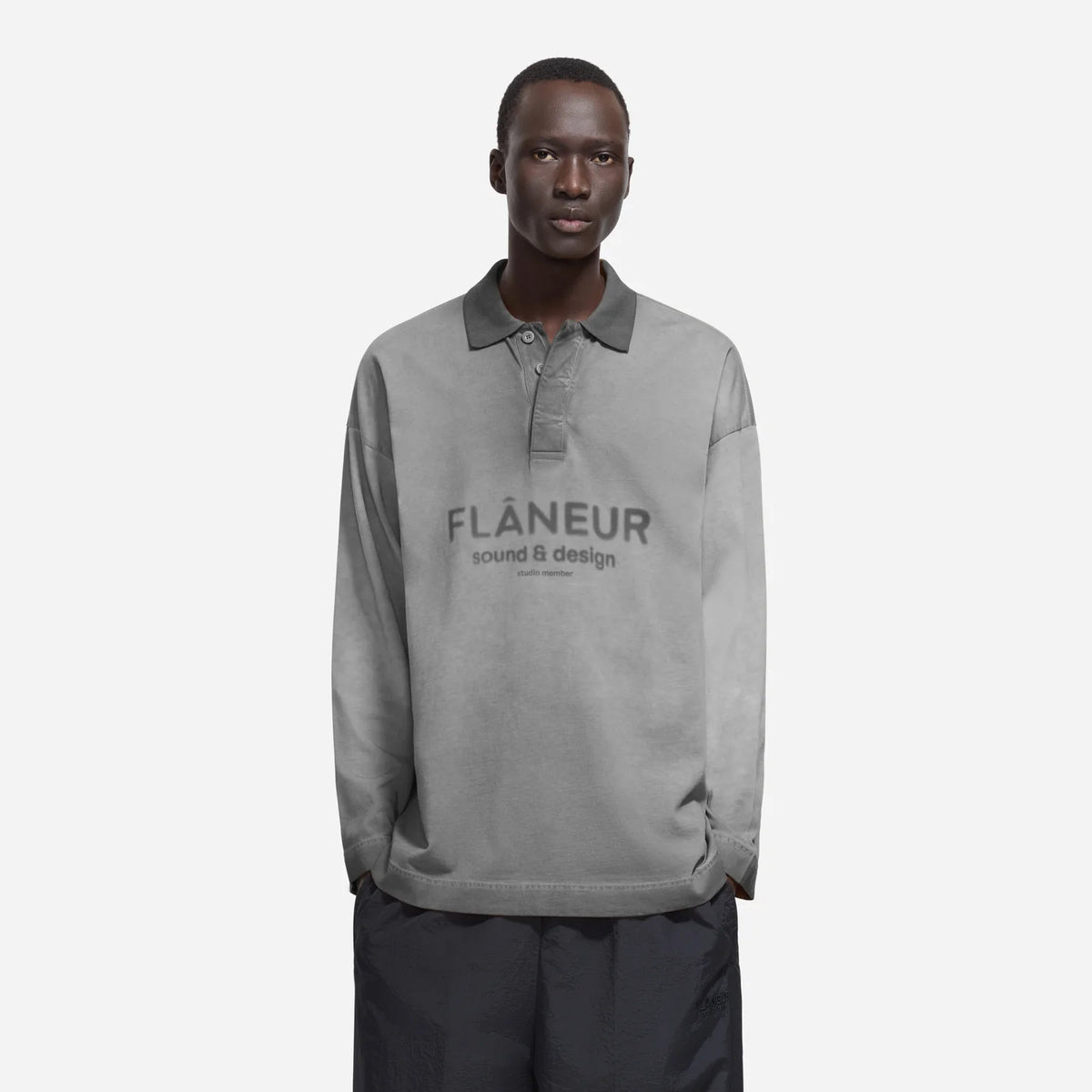 Flâneur Sound & Design Studio Member Langarm-Poloshirt Anthrazit