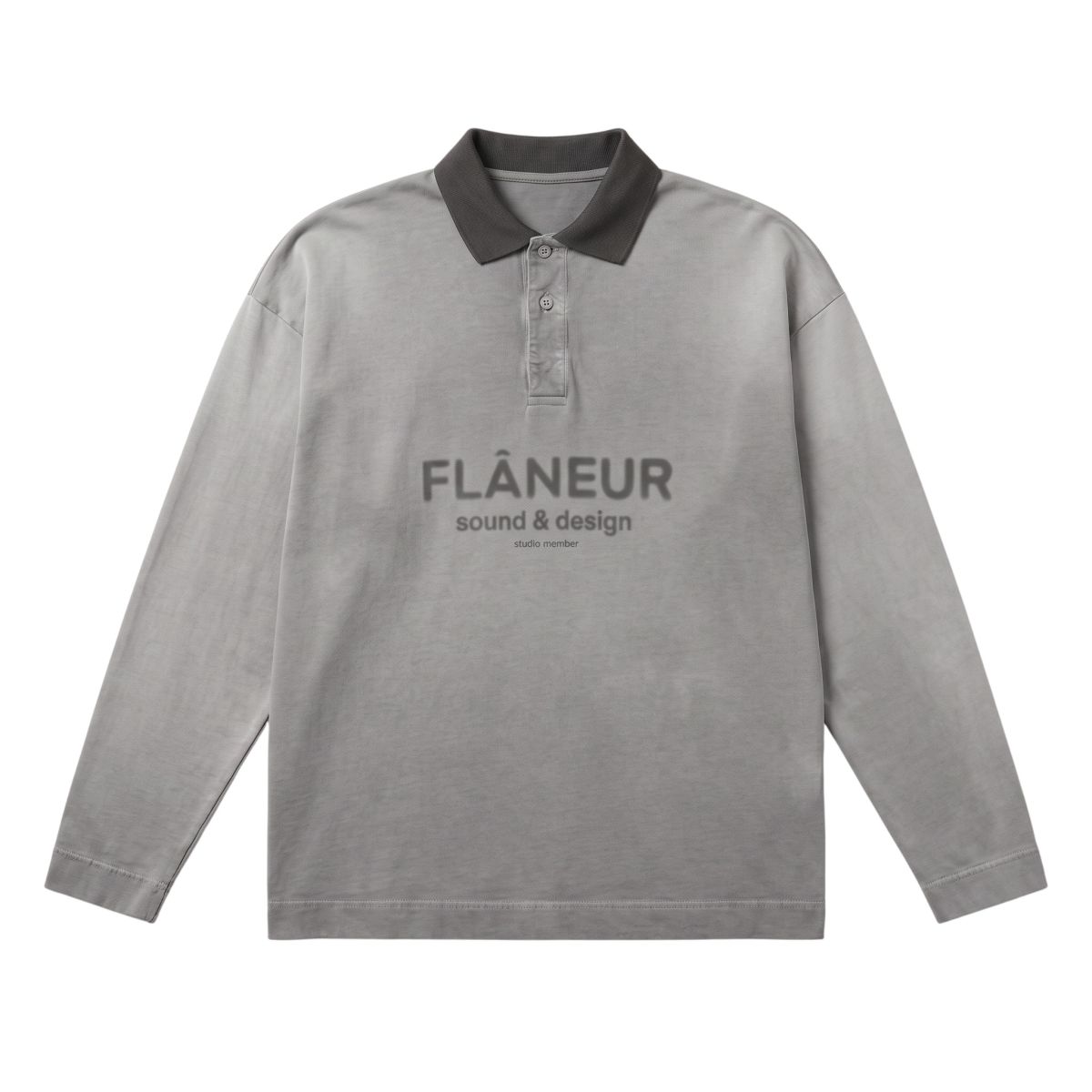 Flâneur Sound & Design Studio Member Langarm-Poloshirt Anthrazit