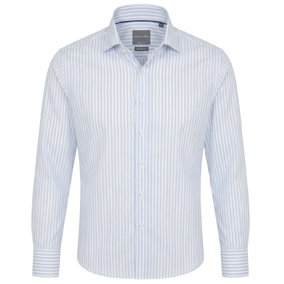 Gentiluomo Maldini Fashion Fit gestreiftes Hemd Hellblau