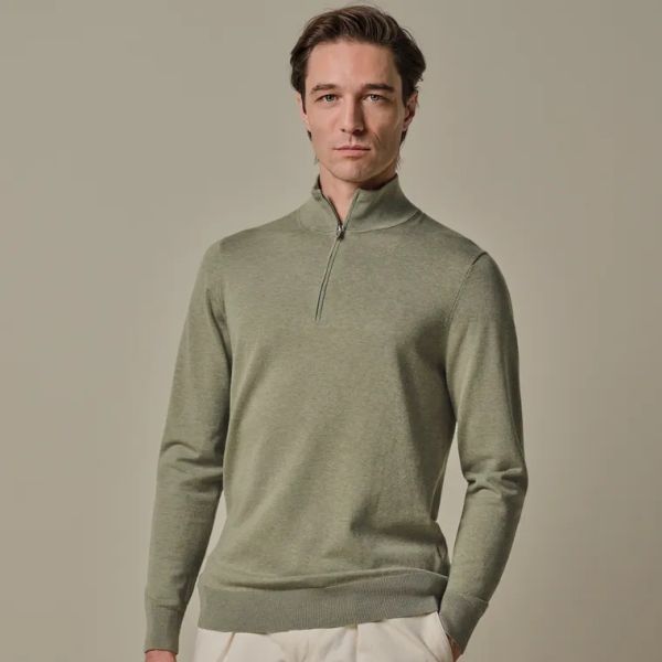 Profuomo Luxury Half Zip Sweater Groen