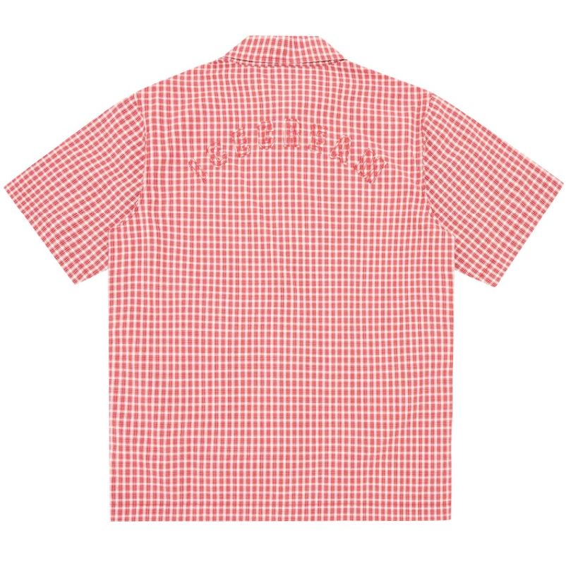 Icecream Applique Running Dog Check Hemd Rot