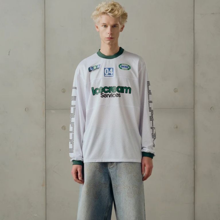 Icecream Services Mesh Longsleeve T-shirt Weiß