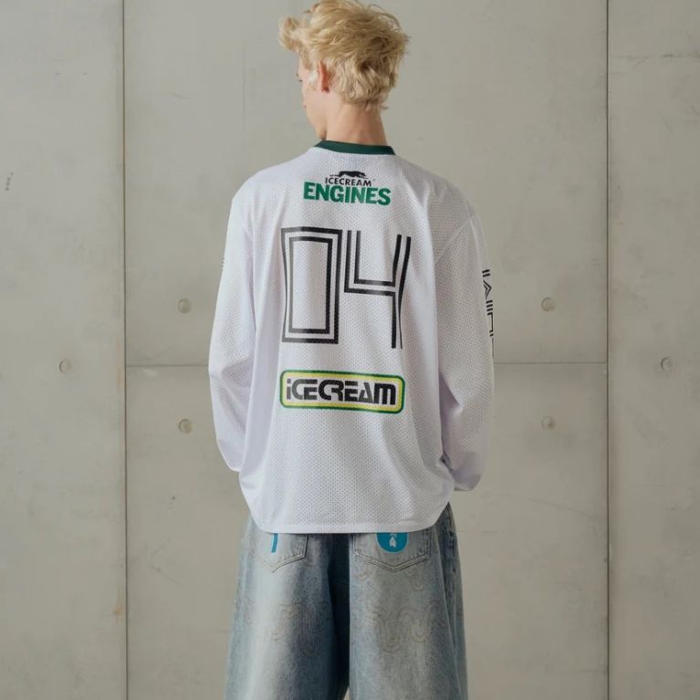 Icecream Services Mesh Longsleeve T-shirt Weiß