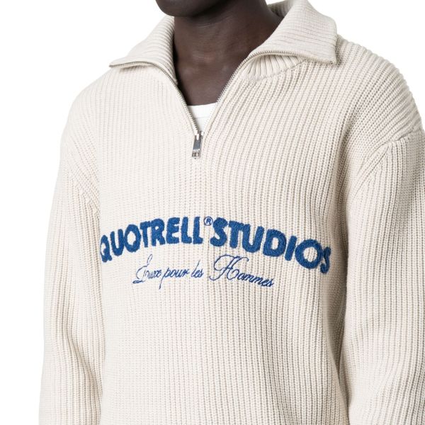Quotrell Jace Studio Zip Up Sweater Beige