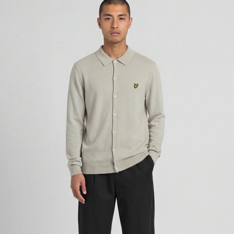 Lyle & Scott Cotton Merino Strickhemd Overhemd Beige 