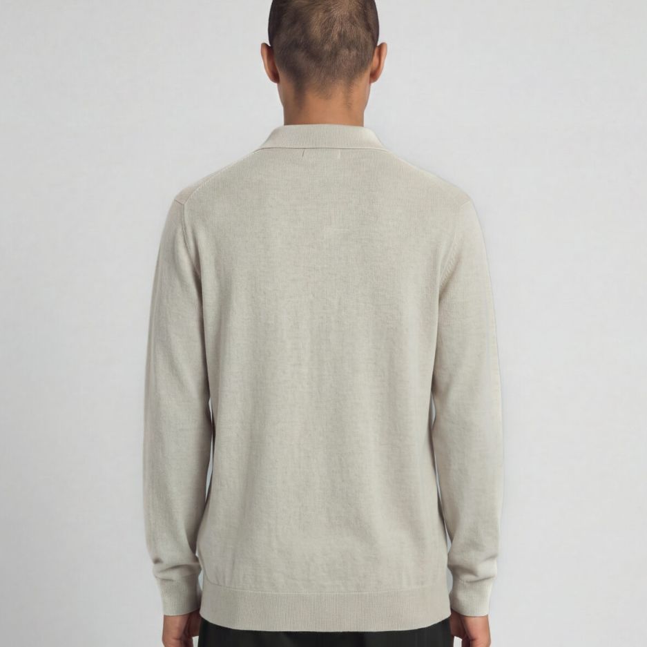 Lyle & Scott Cotton Merino Strickhemd Overhemd Beige 