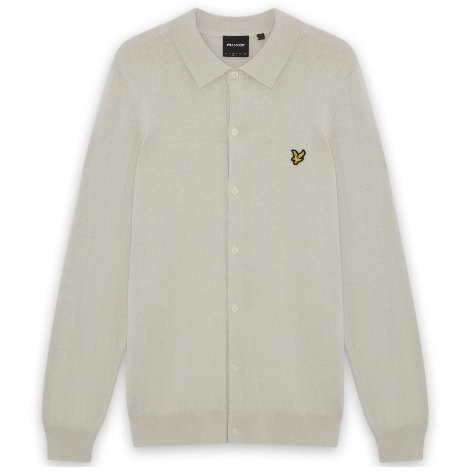 Lyle & Scott Cotton Merino Strickhemd Overhemd Beige 