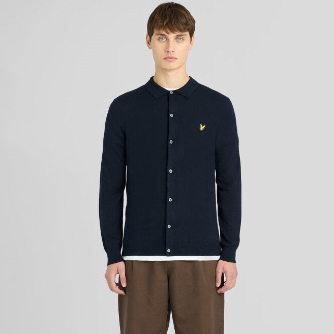 Lyle & Scott Strickhemd aus Baumwoll-Merino Hemd Marine