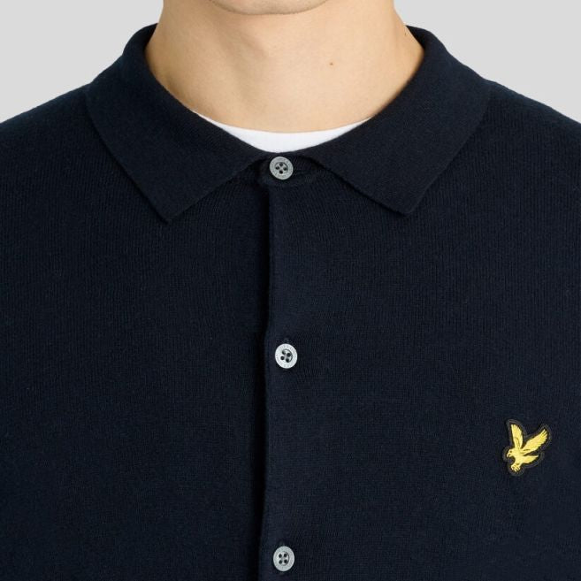 Lyle & Scott Strickhemd aus Baumwoll-Merino Hemd Marine