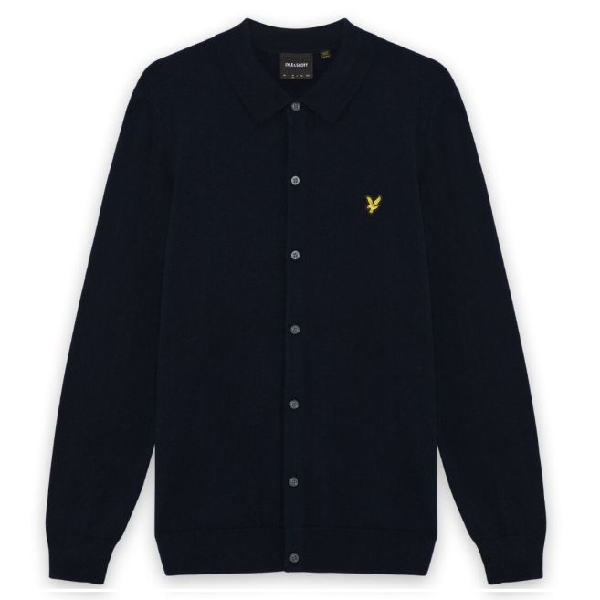 Lyle & Scott Strickhemd aus Baumwoll-Merino Hemd Marine
