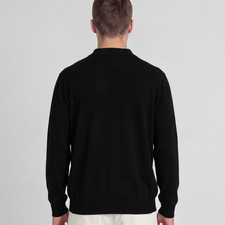 Lyle & Scott Baumwoll-Merino-Strick-Overhemd Schwarz