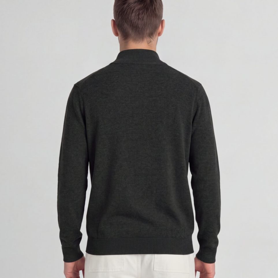 Lyle & Scott Cotton Merino Viertelreißverschluss Pullover Anthrazit