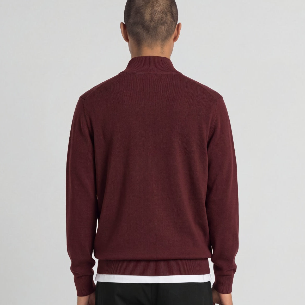 Lyle & Scott Cotton Merino Viertelreißverschluss Pullover Bordeaux