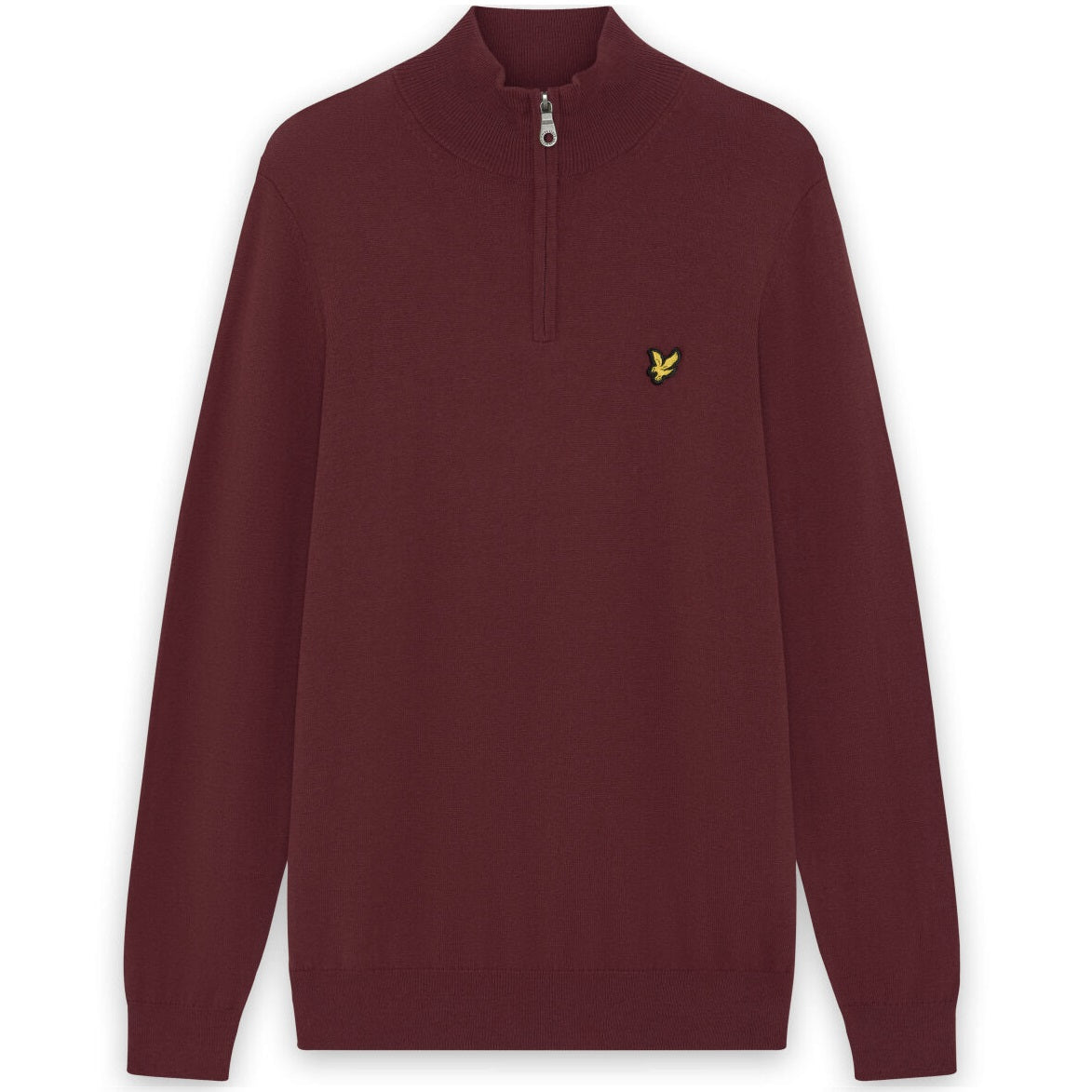 Lyle & Scott Cotton Merino Viertelreißverschluss Pullover Bordeaux