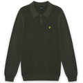 Lyle & Scott Waffelstrick-Poloshirt mit Einsätzen, Langarm-Poloshirt Dunkelgrün