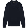 Lyle & Scott Panelled Waffle Knitted Langarm-Poloshirt Marine