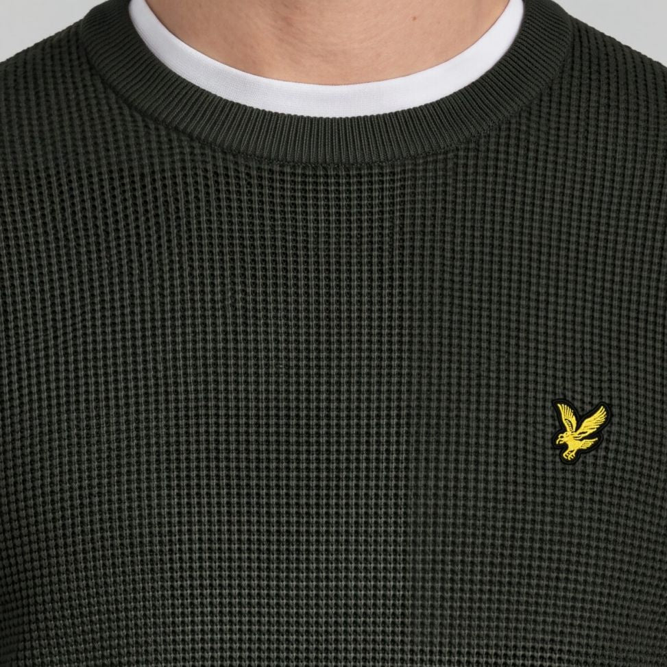 Lyle & Scott Waffel-Pullover mit Einsätzen Pullover Dunkelgrün