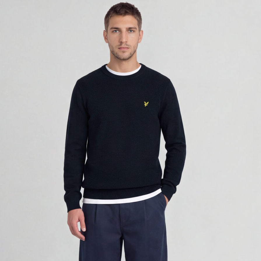Lyle & Scott Waffelstrick-Pullover mit Einsätzen Pullover Marine