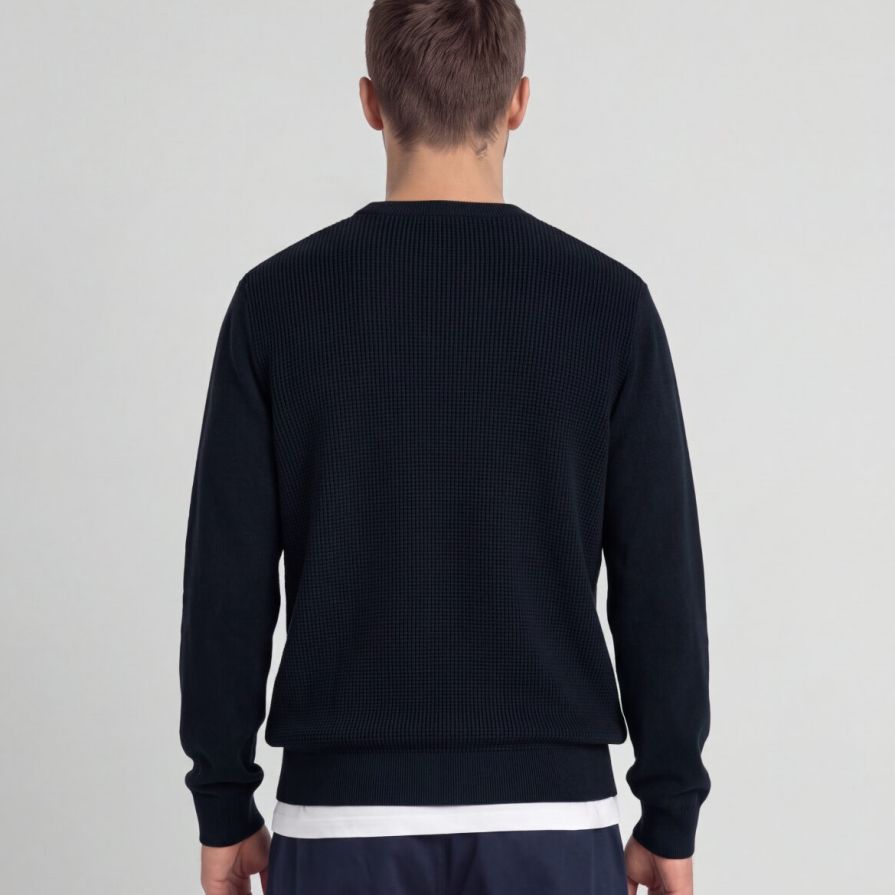 Lyle & Scott Waffelstrick-Pullover mit Einsätzen Pullover Marine