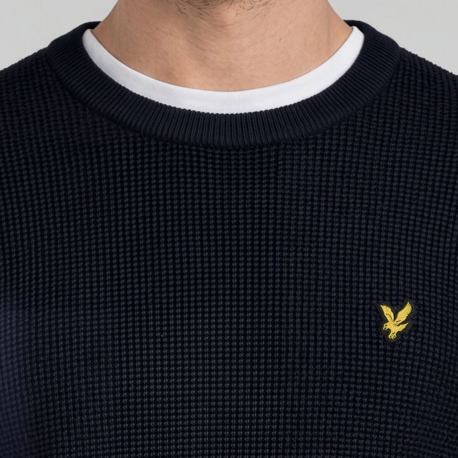 Lyle & Scott Waffelstrick-Pullover mit Einsätzen Pullover Marine