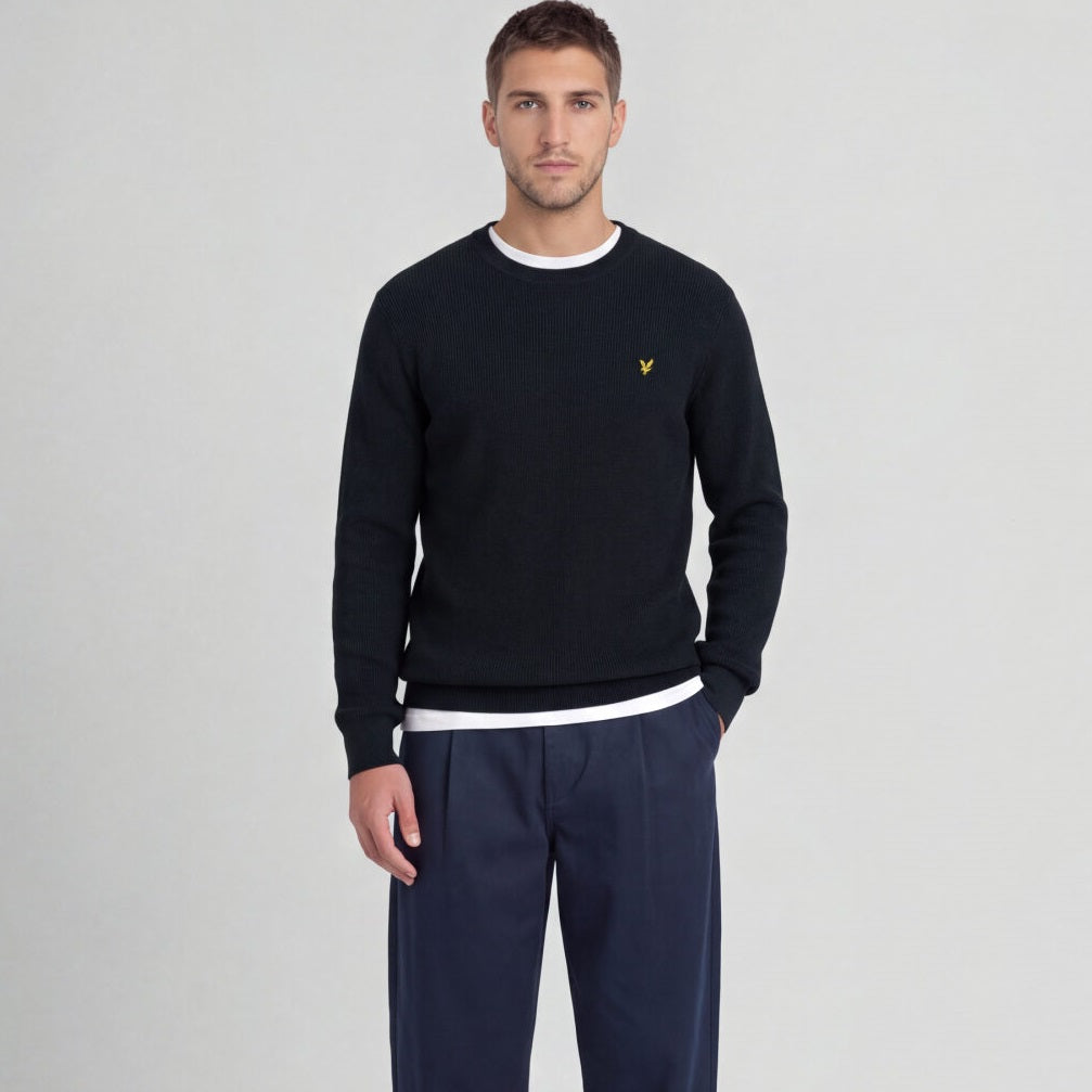 Lyle & Scott Relaxed gerippter Pullover Marine
