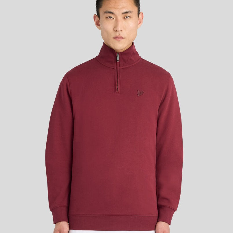 Lyle & Scott Superfeiner Pullover mit halbem Reißverschluss Pullover Bordeaux