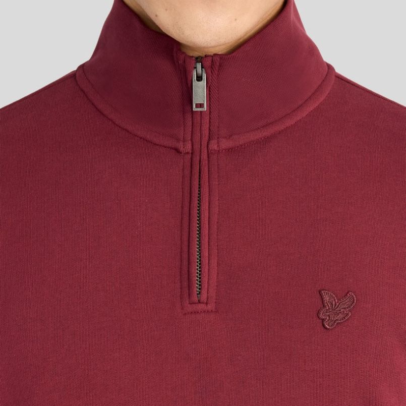 Lyle & Scott Superfeiner Pullover mit halbem Reißverschluss Pullover Bordeaux