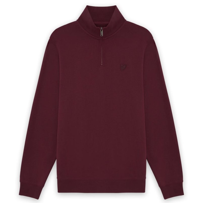 Lyle & Scott Superfeiner Pullover mit halbem Reißverschluss Pullover Bordeaux
