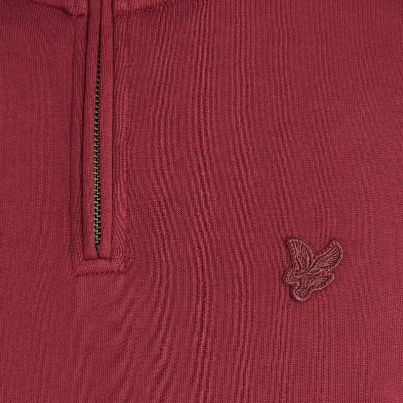 Lyle & Scott Superfeiner Pullover mit halbem Reißverschluss Pullover Bordeaux